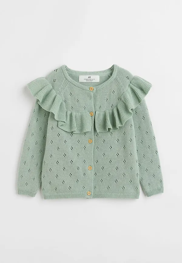 H & M - Strukturstickad kofta - Grön