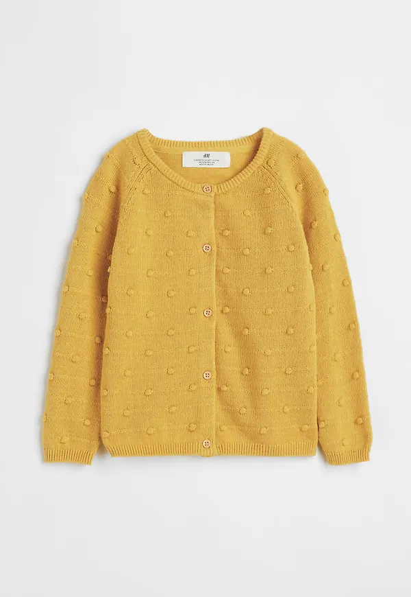 H & M - Strukturstickad kofta - Gul