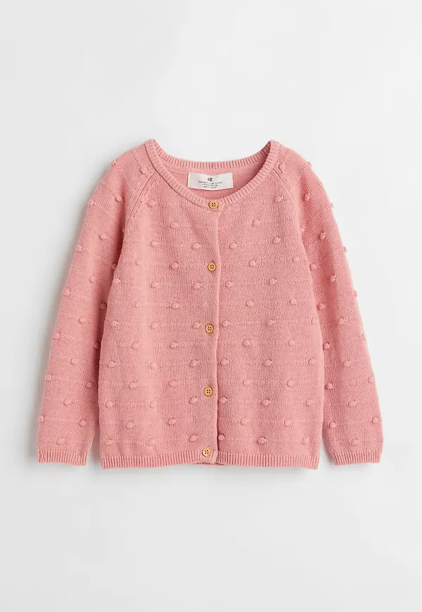 H & M - Strukturstickad kofta - Rosa