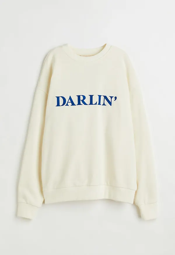 H & M - Sweatshirt med broderier - Vit