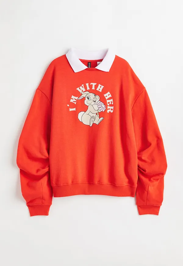 H & M - Sweatshirt med krage - Orange