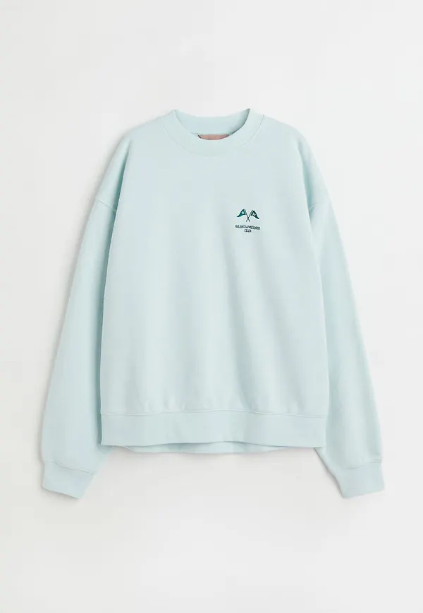 H & M - Sweatshirt med tryck - Turkos