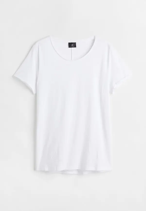 H & M - T-shirt med råa kanter - Vit