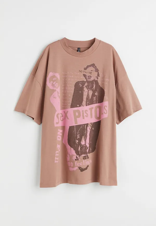 H & M - T-shirt med tryck - Beige