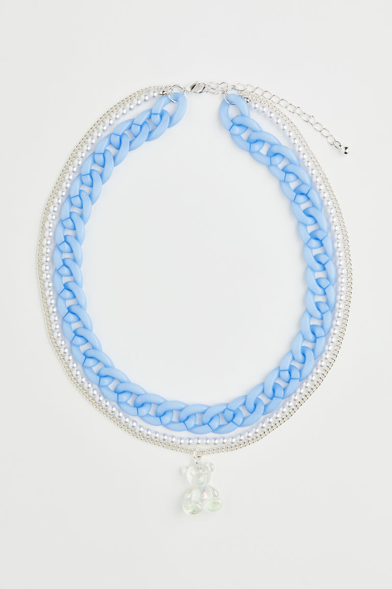 H & M - Treradigt halsband med hängen - Blå