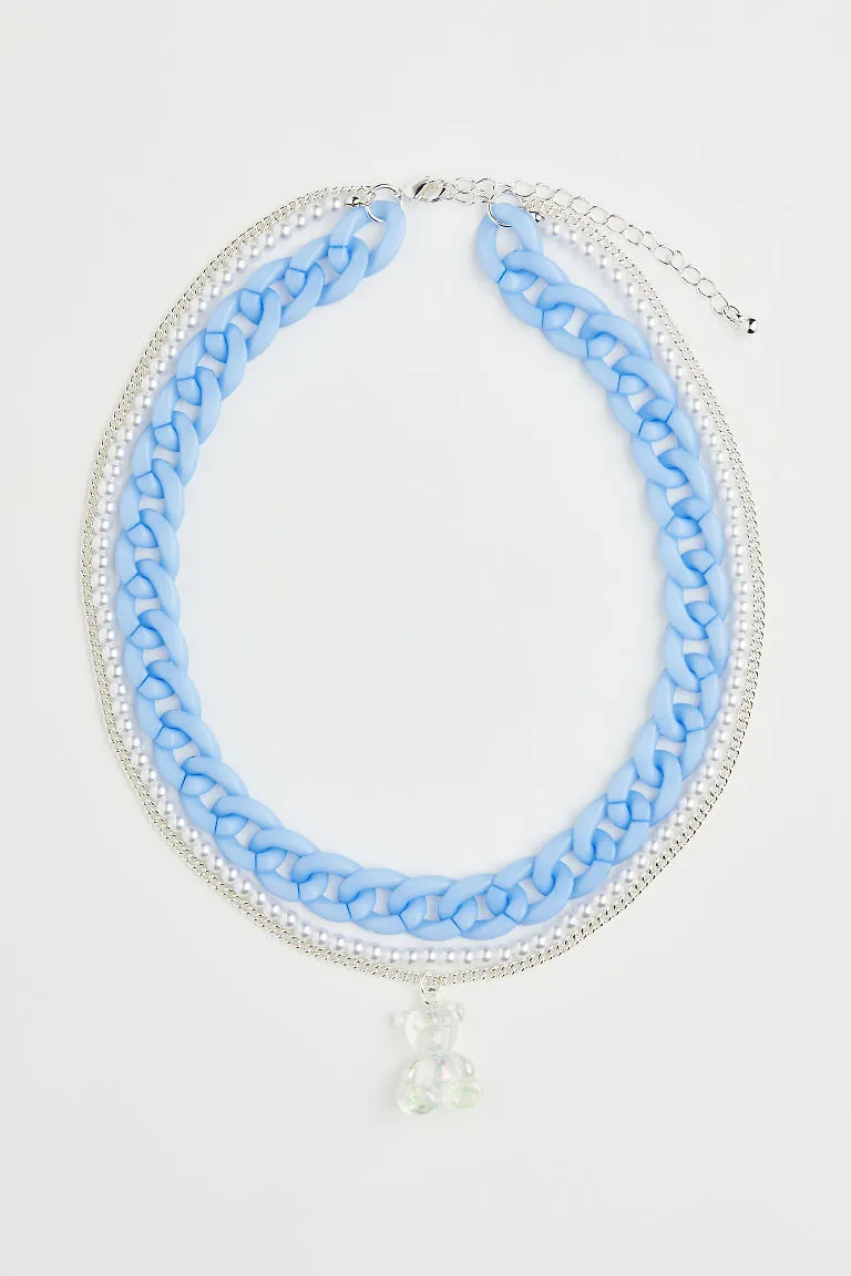 H & M - Treradigt halsband med hängen - Blå