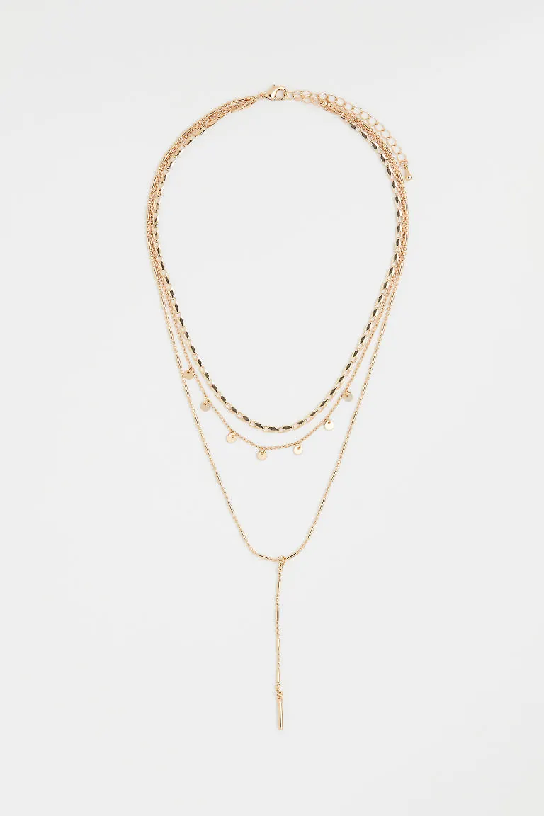 H & M - Treradigt halsband med hängen - Guld