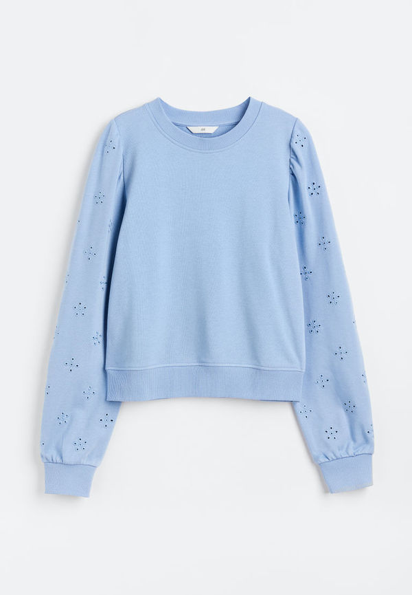 H & M - Tröja med broderie anglaise - Blå