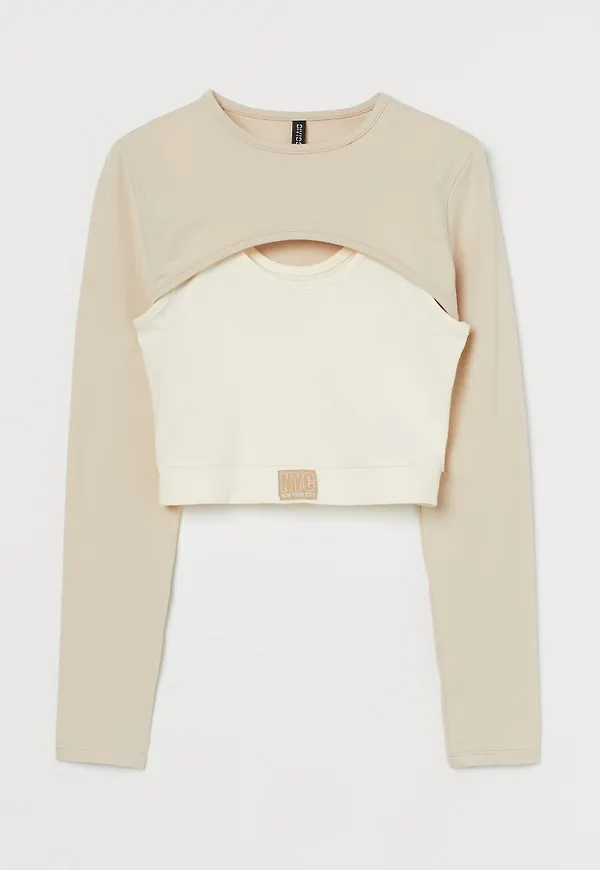H & M - Tvådelad croptop - Beige