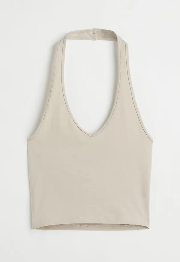 H & M - V-ringad halternecktopp - Brun
