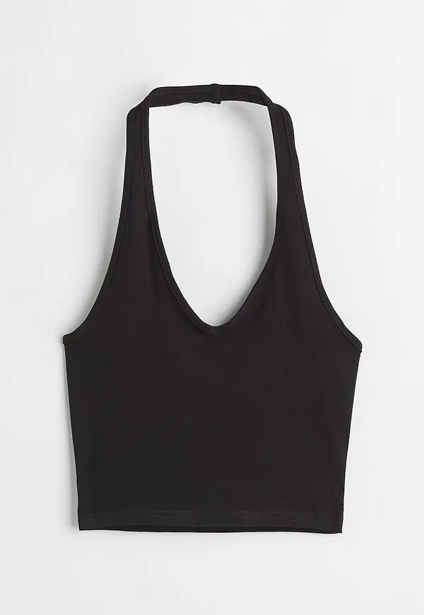 H & M - V-ringad halternecktopp - Svart
