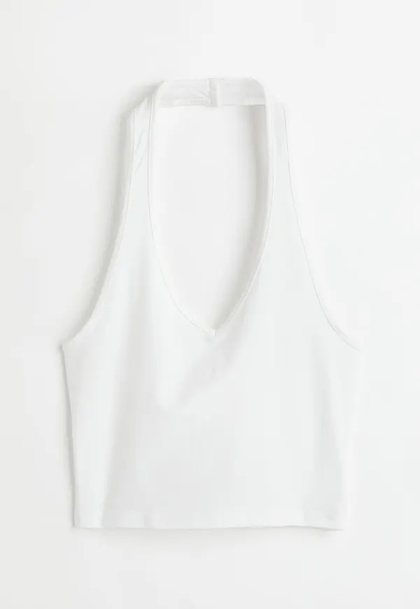 H & M - V-ringad halternecktopp - Vit