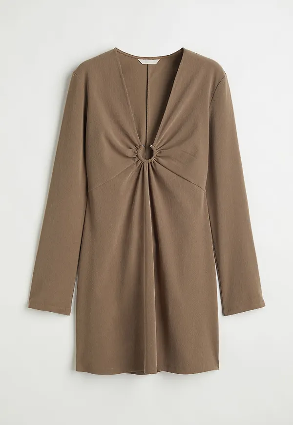 H & M - V-ringad klänning - Beige