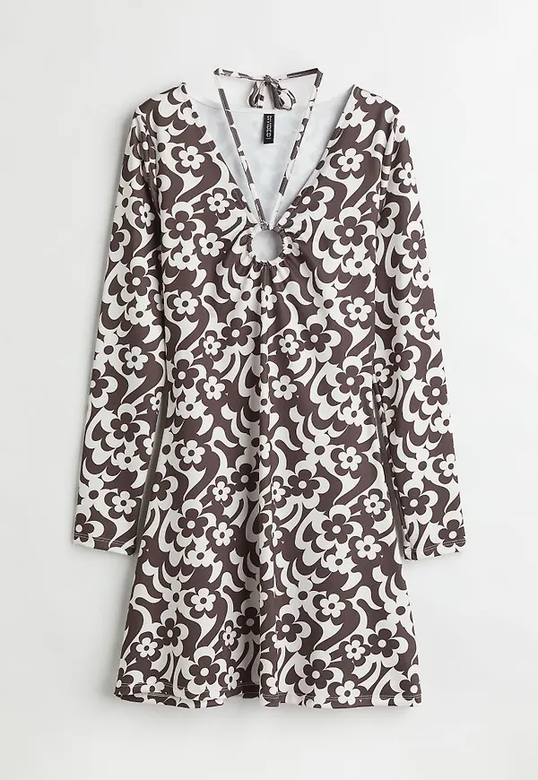 H & M - V-ringad klänning - Beige
