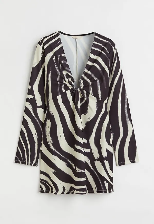 H & M - V-ringad klänning - Svart