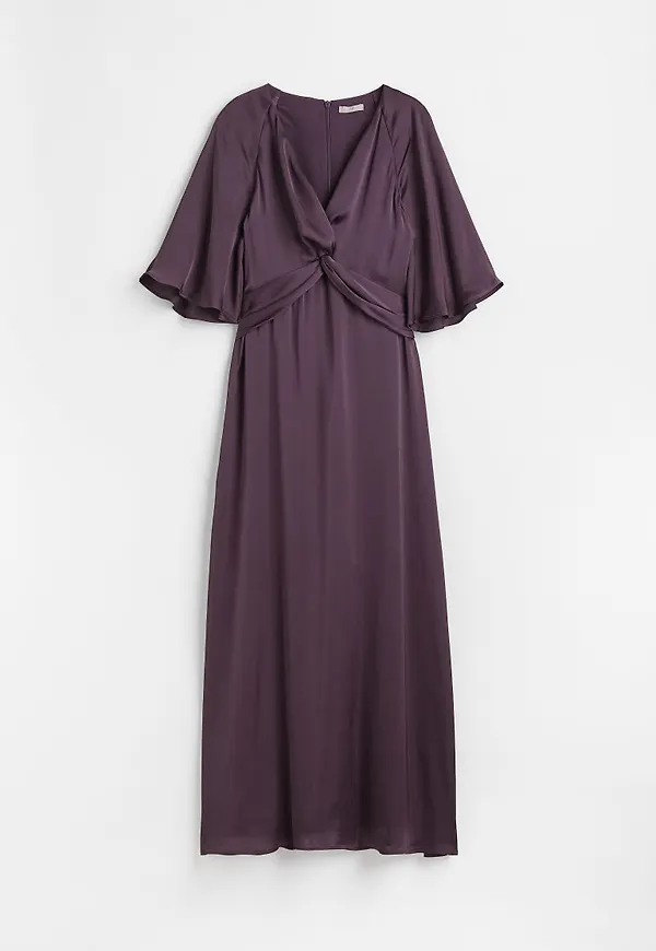 H & M - V-ringad satinklänning - Lila