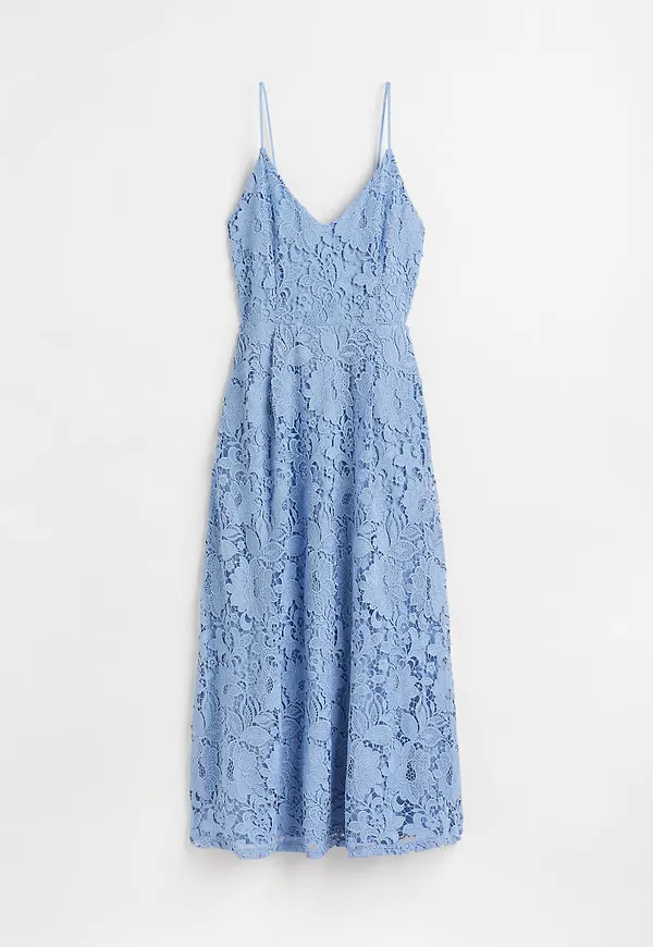 H & M - V-ringad spetsklänning - Blå