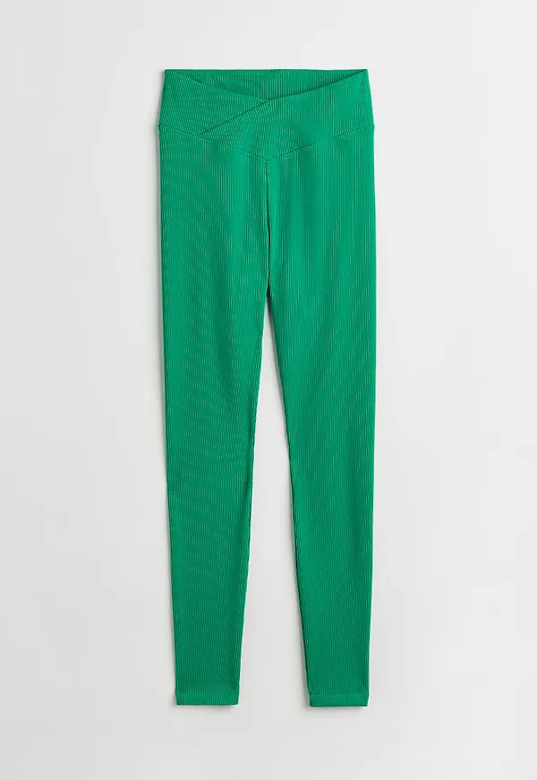 H & M - V-skurna leggings - Grön
