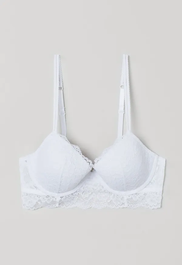 H & M - Vadderad bygel-bh i spets - Vit