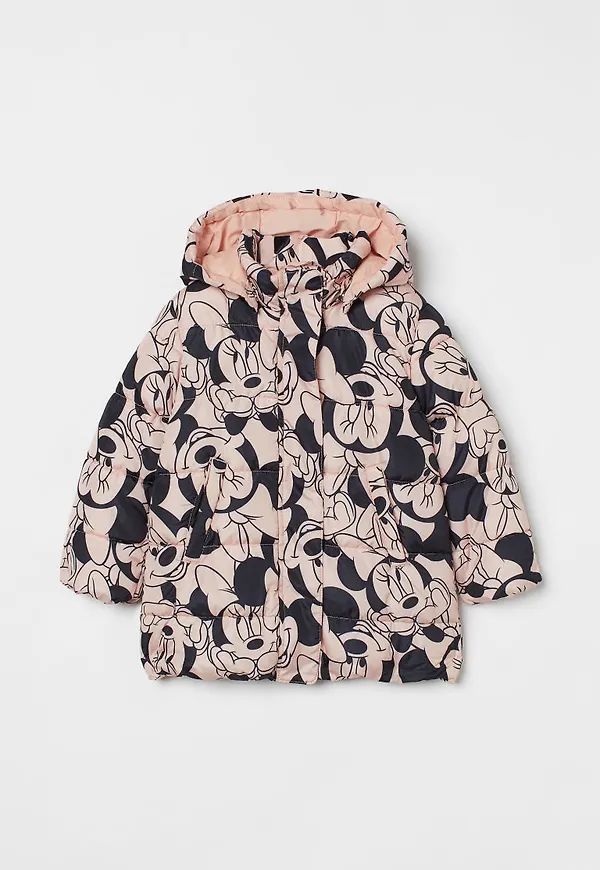 H & M - Vadderad jacka med tryck - Rosa
