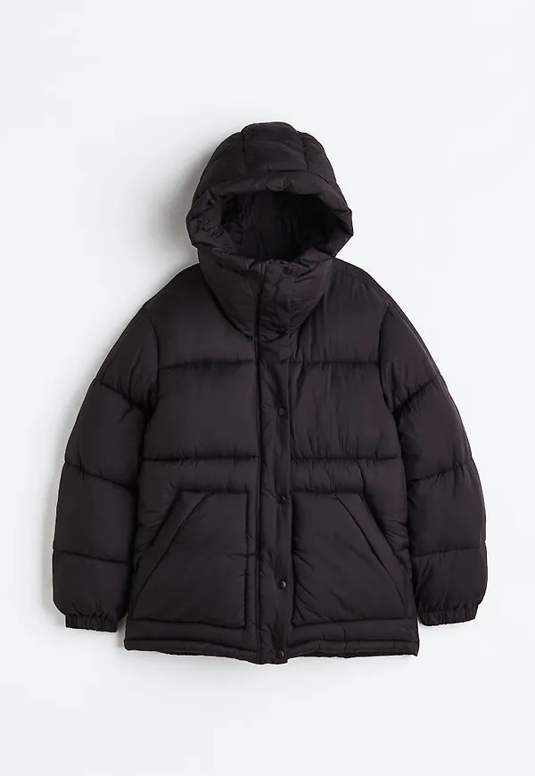H & M - Vadderad pufferjacka - Svart