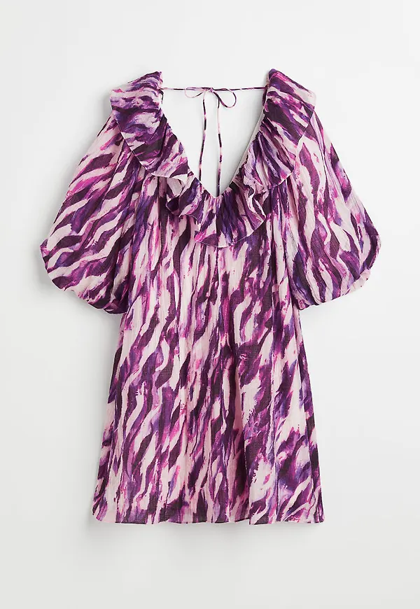 H & M - Voluminös klänning i lyocellmix - Rosa