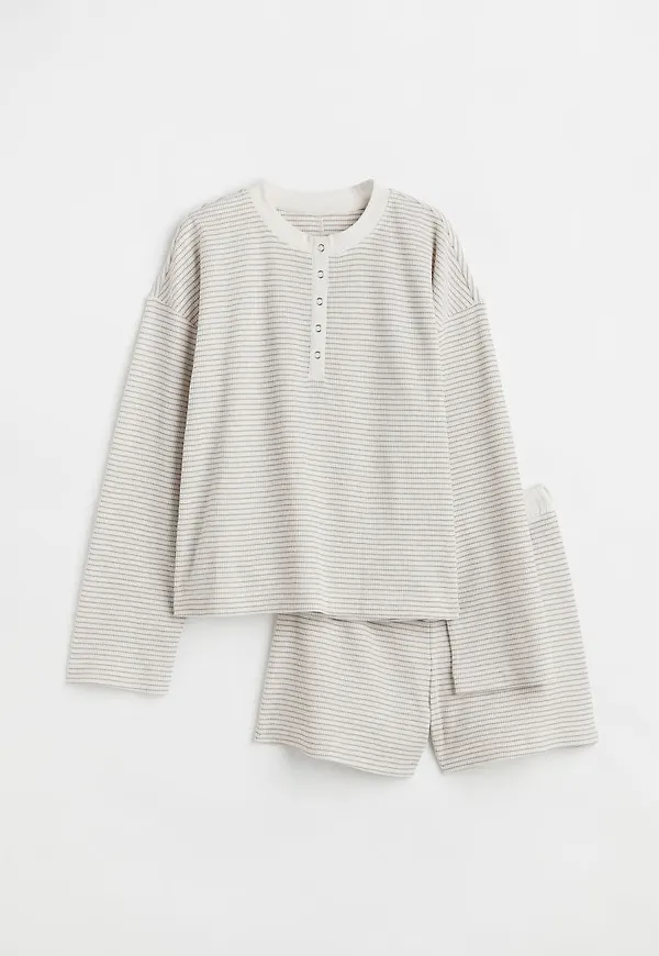 H & M - Våfflad pyjamas - Brun