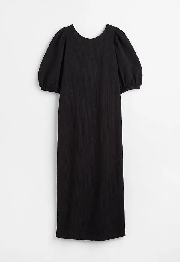 H & M - Våfflad trikåklänning - Svart