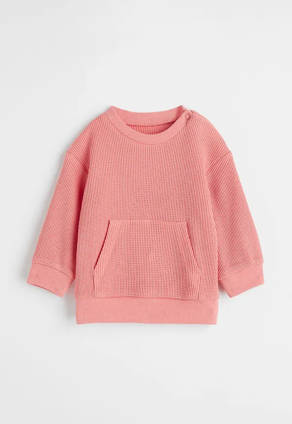 H & M - Våfflad tröja - Röd