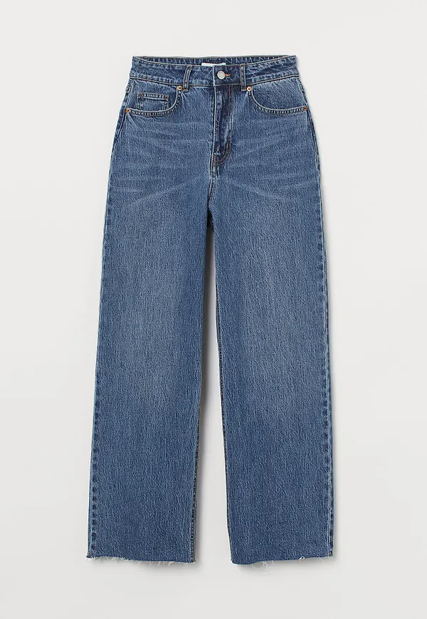 H & M - Wide High Ankle Jeans - Blå