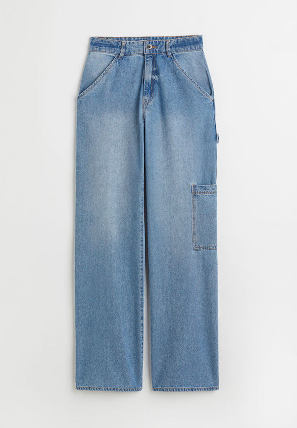H & M - Wide High Jeans - Blå