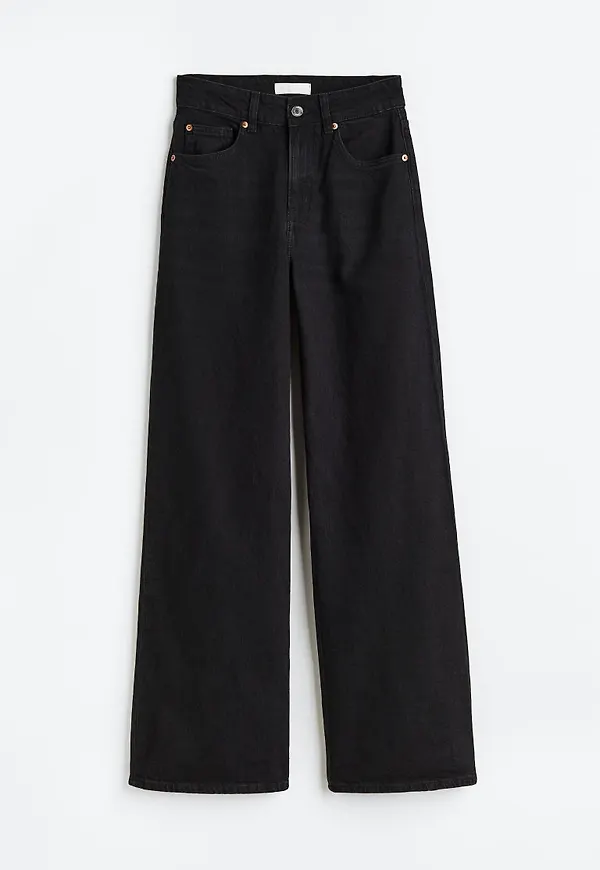 H & M - Wide High Jeans - Svart