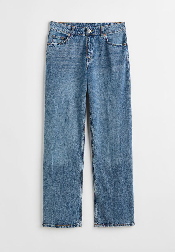 H & M - Wide Low Waist Jeans - Blå