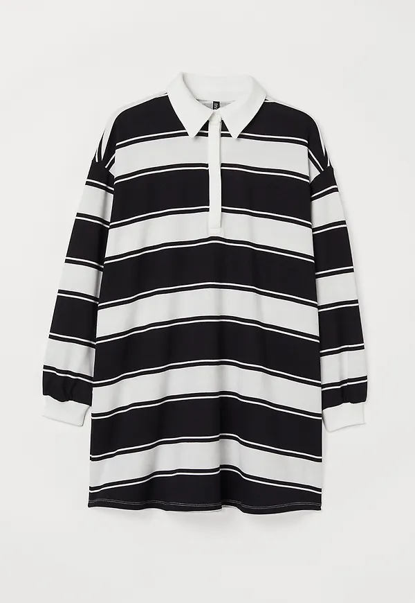 H&m+ Klänning Med Krage Vit/randig, Vardagsklänningar i storlek 4XL