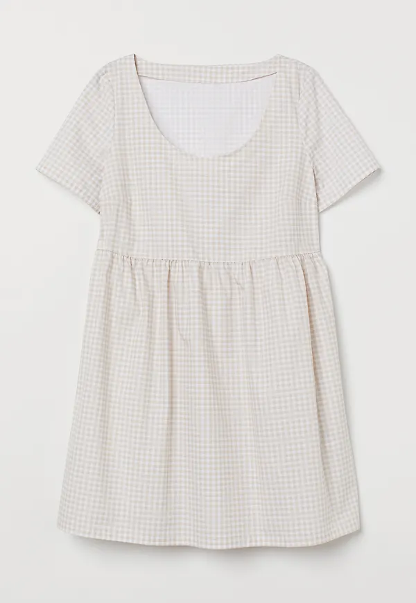 H&m+ Kort Klänning Beige/vitrutig, Vardagsklänningar i storlek XL