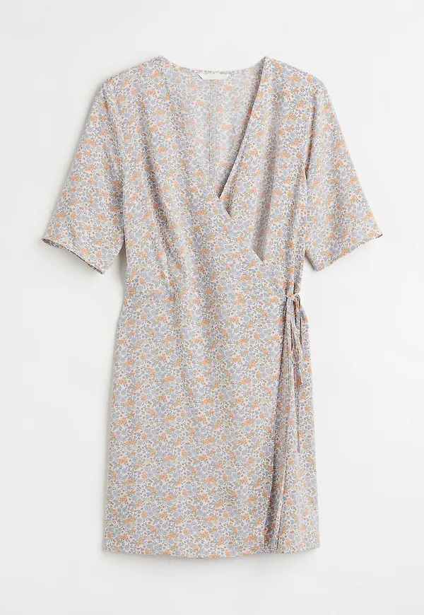 H&m+ Omlottklänning Orange/småblommig, Vardagsklänningar i storlek L