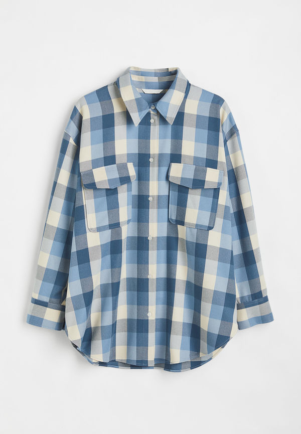 H&m+ Overshirt I Twill Blå/rutig, Casualskjortor i storlek XL