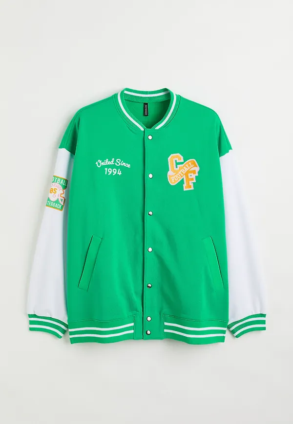 H&m+ Oversized Baseballjacka Grön/vit, Jackor i storlek XL