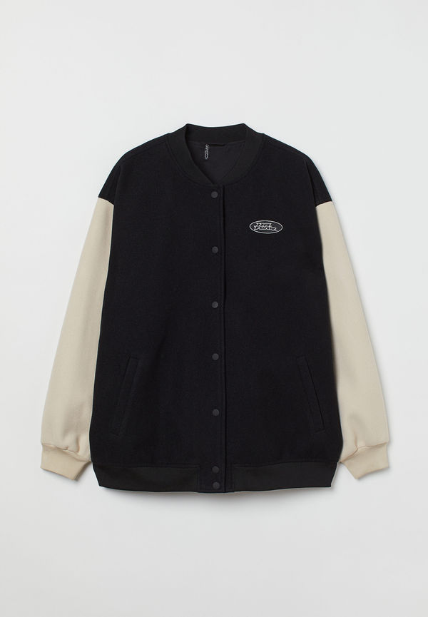 H&m+ Oversized Collegejacka Svart/blockfärgad, Jackor i storlek 4XL och färg Röd