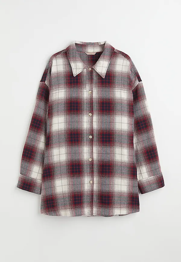 H&m+ Oversized Skjortjacka Mörkröd/rutig, Jackor i storlek L