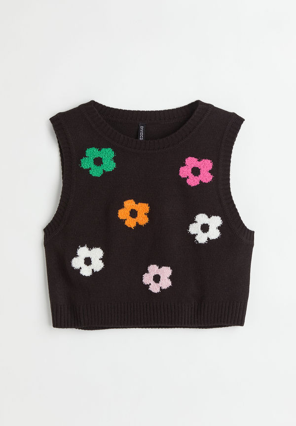 H&m+ Slipover Svart/blommig, Tröja i storlek XXXL