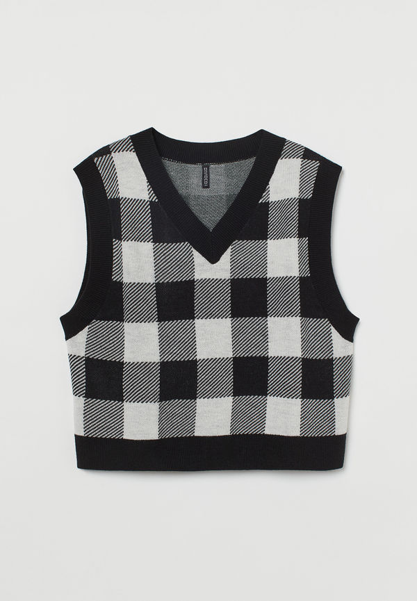 H&m+ Slipover Svart/rutig, Tröja i storlek XXXL