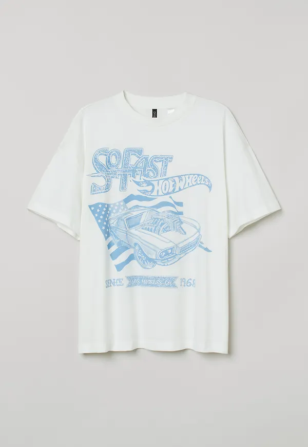 H&m+ T-shirt Med Tryck Vit/hot Wheels, Toppar i storlek XXXL
