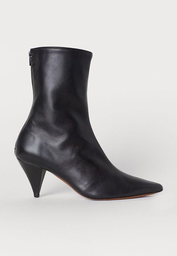 H&M Ankelboots I Läder Svart i storlek 37