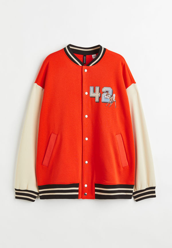 H&M Baseballjacka Med Tryck Orange/bambi, Jackor i storlek XL