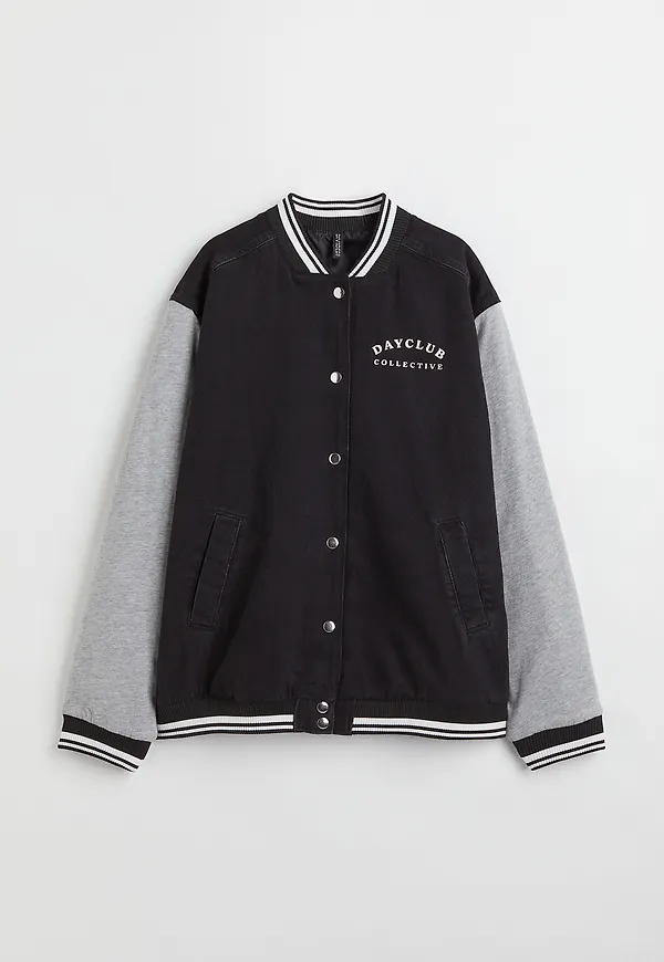 H&M Baseballjacka Svart/gråmelerad, Jackor i storlek XL