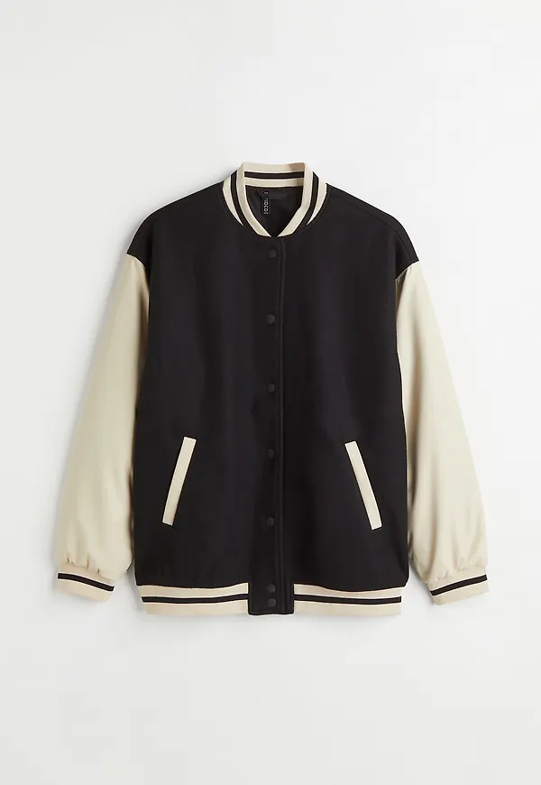 H&M Blockfärgad Baseballjacka Svart/blockfärgad, Jackor i storlek XL och färg Röd