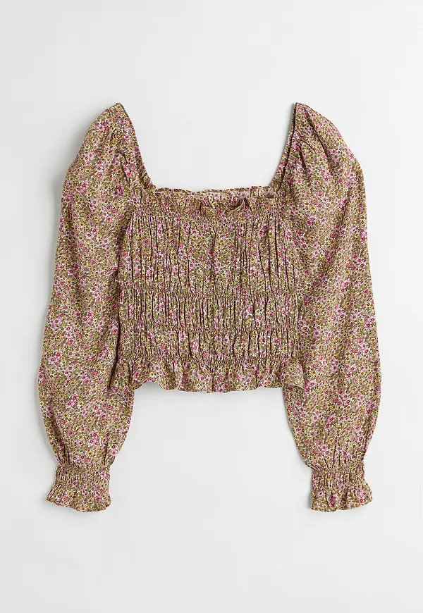 H&M Blus Med Volanger Rosa/småblommig, Blusar i storlek XL