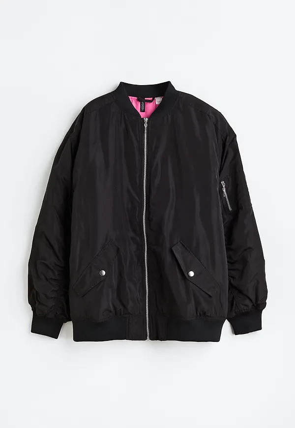 H&M Bomberjacka Med Tryck Svart/nirvana, Jackor i storlek M