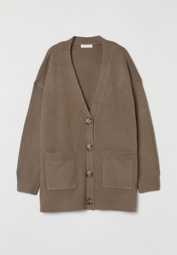 H&M Boxig Kofta Mörk Beigemelerad i storlek S och färg Mörkbeige
